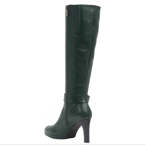 Aquatalia Ryleigh Water Resistant Dark Green Genuine Leather Knee High Boots NEW - Picture 13 of 13